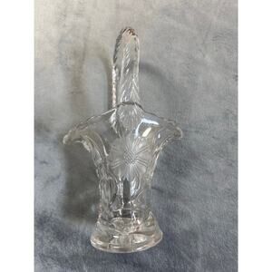 Duncan & Miller vintage Brides's Etched glass handled basket